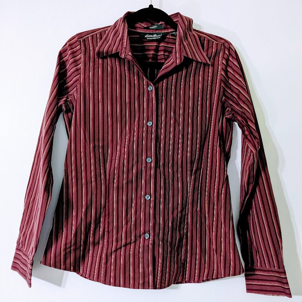 Stretch Wrinkle-Resistant Striped Button-Down Shirt
